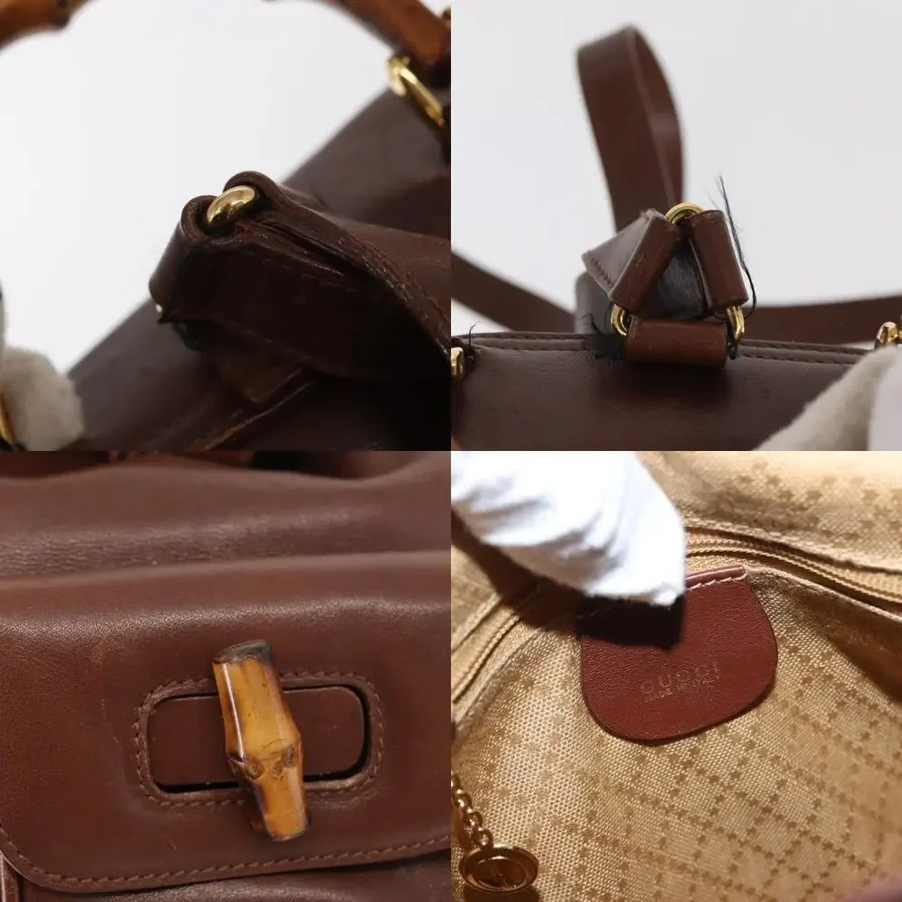 Gucci Bamboo Leather Backpack Brown